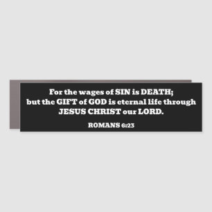 Salvation God's Free Gift Romans Bible Verse Black Car Magnet