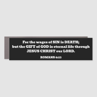Salvation God's Free Gift Romans Bible Verse Black Car Magnet