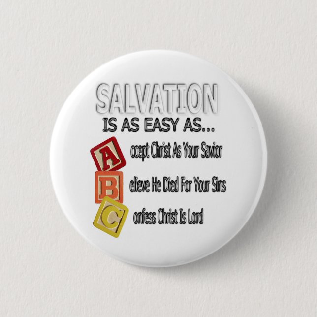 Salvation Is Easy As ABC Pinback Button (Front)