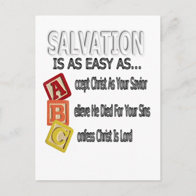 Salvation Is Easy As ABC Postcard (Front)