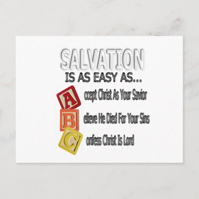 Salvation Is Easy As ABC Postcard (Front)