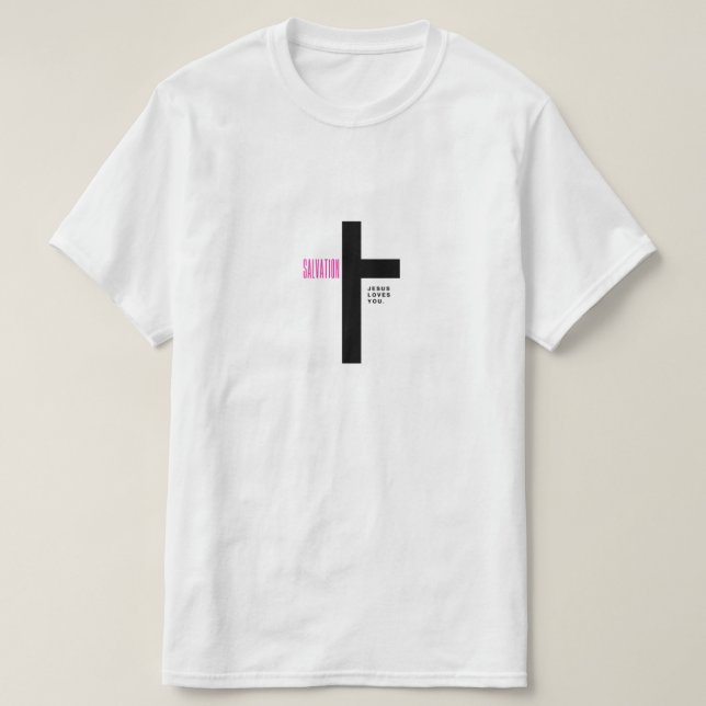 Salvation Jesus love cross tee, minimalist design  T-Shirt (Design Front)