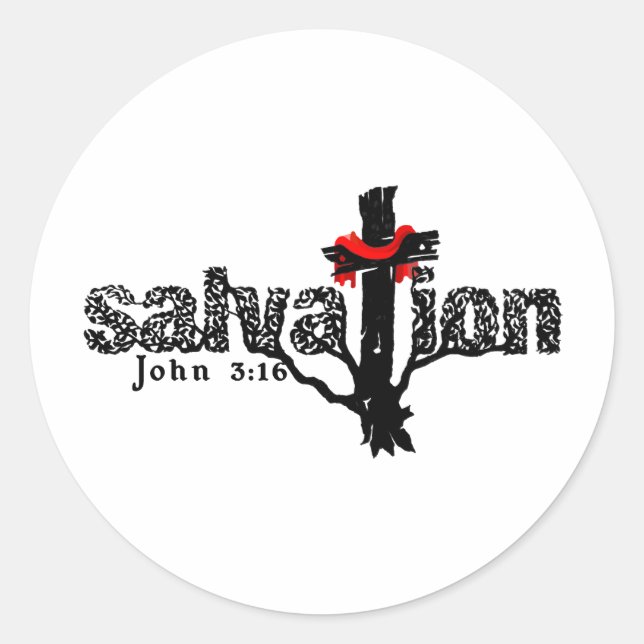 Salvation John 3:16 Christian Classic Round Sticker (Front)