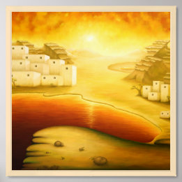 "Salvation" - Middle East, Orient Sunset Painting Framed Art