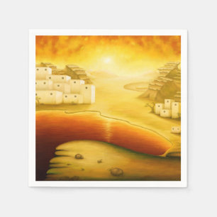 "Salvation" - Middle East, Orient Sunset Painting Napkins