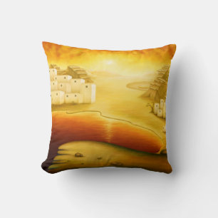"Salvation" - Middle East, Orient Sunset Painting Throw Pillow