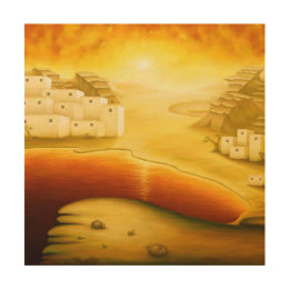"Salvation" - Middle East, Orient Sunset Painting Wood Wall Art