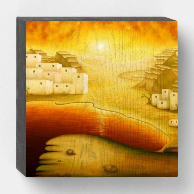 "Salvation" - Middle East, Orient Sunset Painting Wooden Box Sign (Front Horizontal)