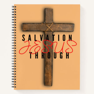 Salvation Through Jesus Orange Notebook