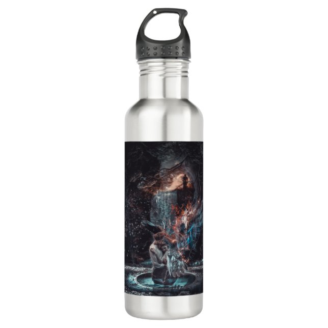 Salvations has fallen gothic stainless steel water bottle (Front)
