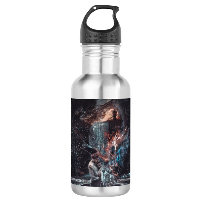 Salvations has fallen gothic stainless steel water bottle (Front)