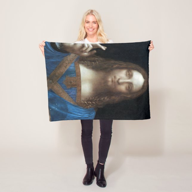 Salvator Mundi, Jesus Christ, Leonardo da Vinci Fleece Blanket (In Situ)