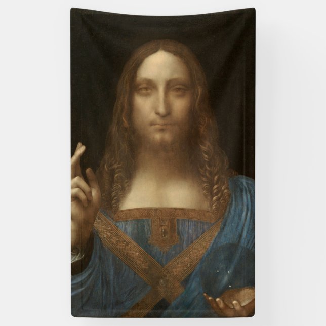 Salvator Mundi (Savior of the World) (da Vinci) Banner (Vertical)