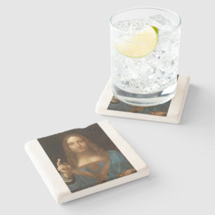 Salvator Mundi (Savior of the World) (da Vinci) Stone Coaster