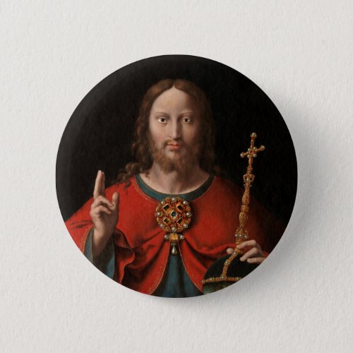 Salvator Mundi with Jeweled Staff and Orb Button