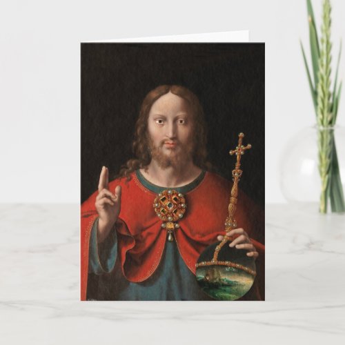 Salvator Mundi with Jeweled Staff and Orb Card