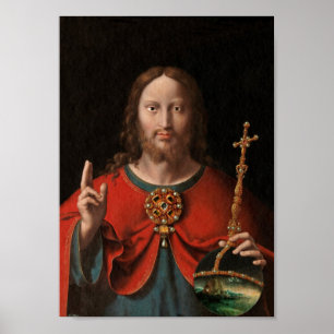 Salvator Mundi with Jeweled Staff and Orb Poster