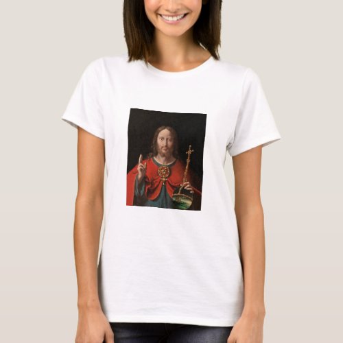 Salvator Mundi with Jeweled Staff and Orb T_Shirt