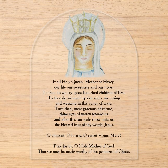 Salve Regina Acrylic Prayer Card Invitations (Front)