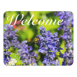 Salvia With Bumblebee Welcome Door Sign