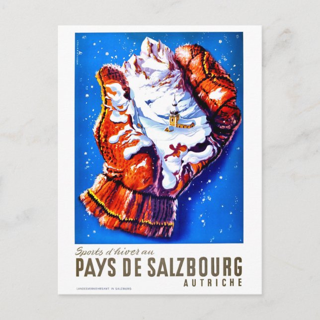 Salzburg, Austria, a village inside winter glove Postcard (Front)