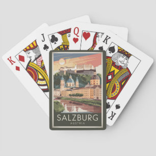 Salzburg Austria Illustration Travel Art Vintage Poker Cards