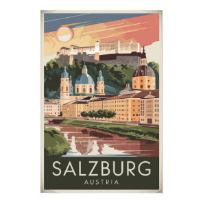 Salzburg Austria Illustration Travel Art Vintage Poster
