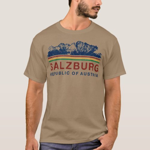 Salzburg Austria Mountains Austrian Skiing Retro T_Shirt
