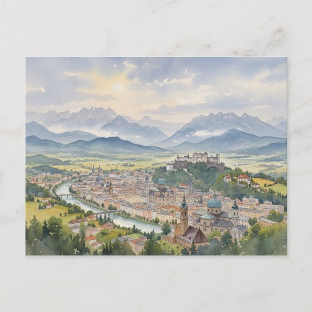 Salzburg Austria Panoramic View Postcard (Front)