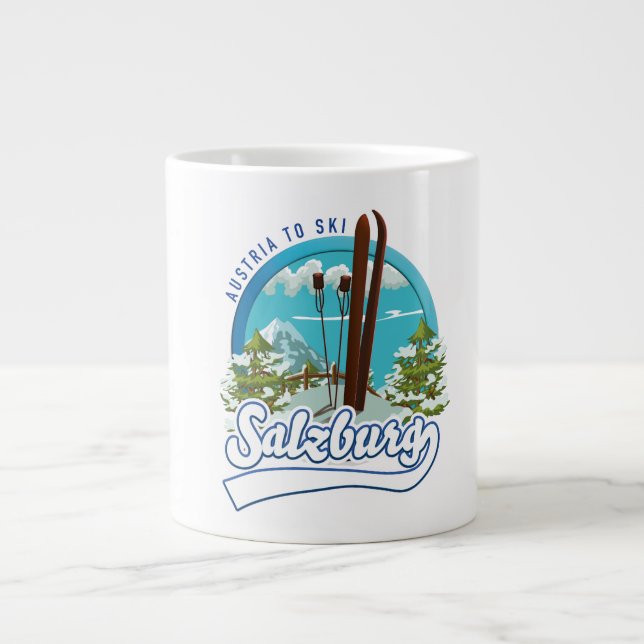 Salzburg austria to ski logo. giant coffee mug (Front)