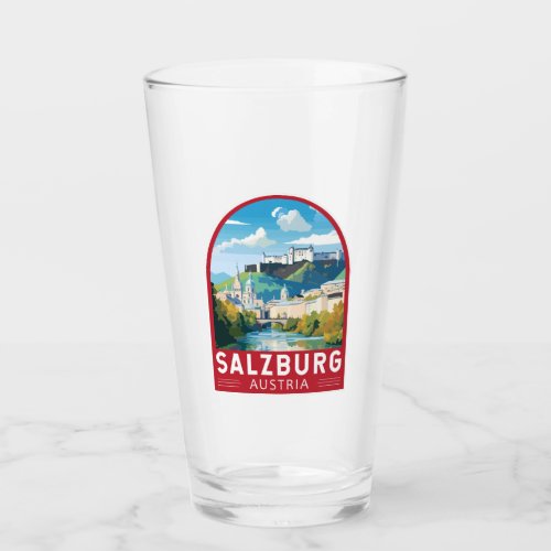 Salzburg Austria Travel Art Vintage Glass