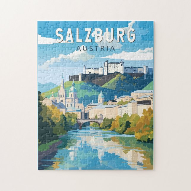 Salzburg Austria Travel Art Vintage Jigsaw Puzzle (Vertical)