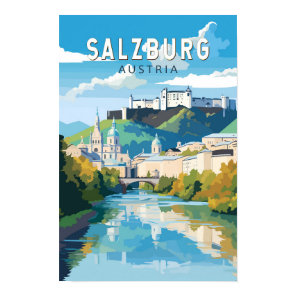 Salzburg Austria Travel Art Vintage Poster