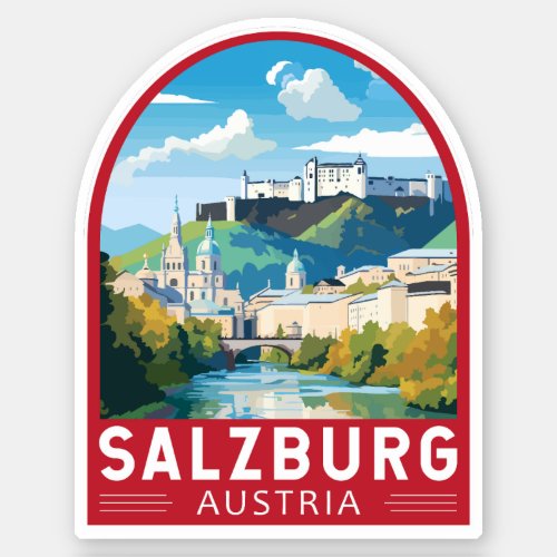 Salzburg Austria Travel Art Vintage Sticker