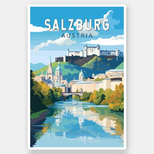 Salzburg Austria Travel Art Vintage Sticker