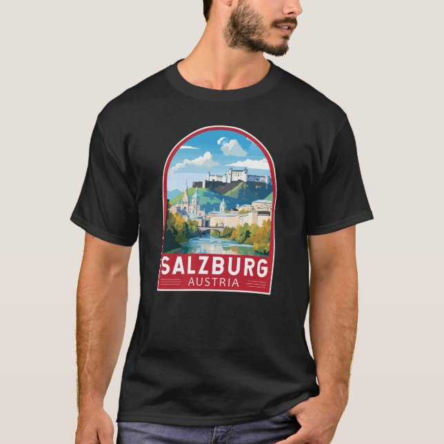Salzburg Austria Travel Art Vintage T-Shirt (Front)