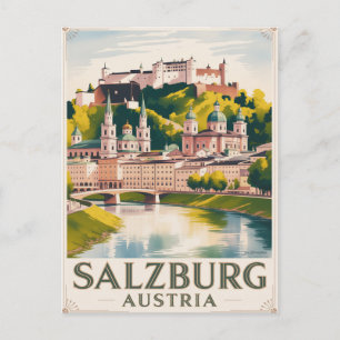 Salzburg Austria Travel Painting Postcard
