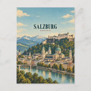 Salzburg Austria Vintage Travel Art Postcard