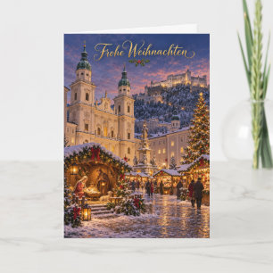 Salzburg Dom und Krippe Frohe Weihnachten Holiday Card
