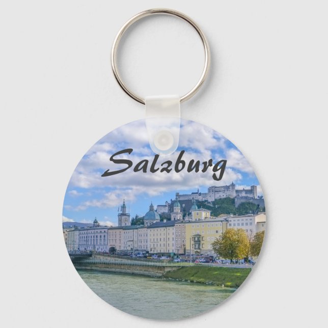 Salzburg in Austria with its Castle Souvenir Keychain (Front)