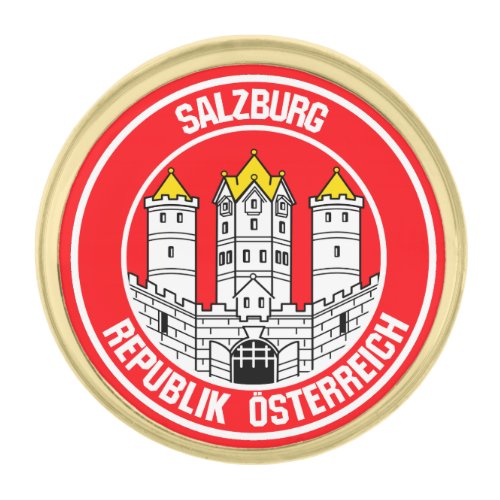 Salzburg Round Emblem Gold Finish Lapel Pin