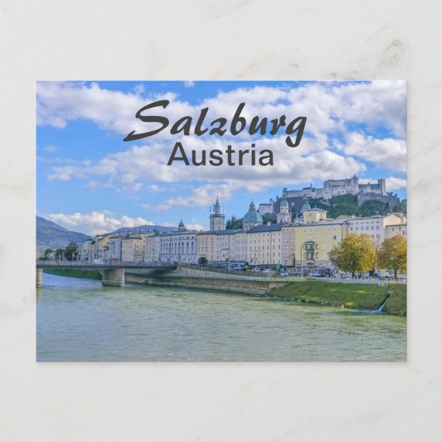 Salzburg with the Castle in Austria Europe Postcard (Front)