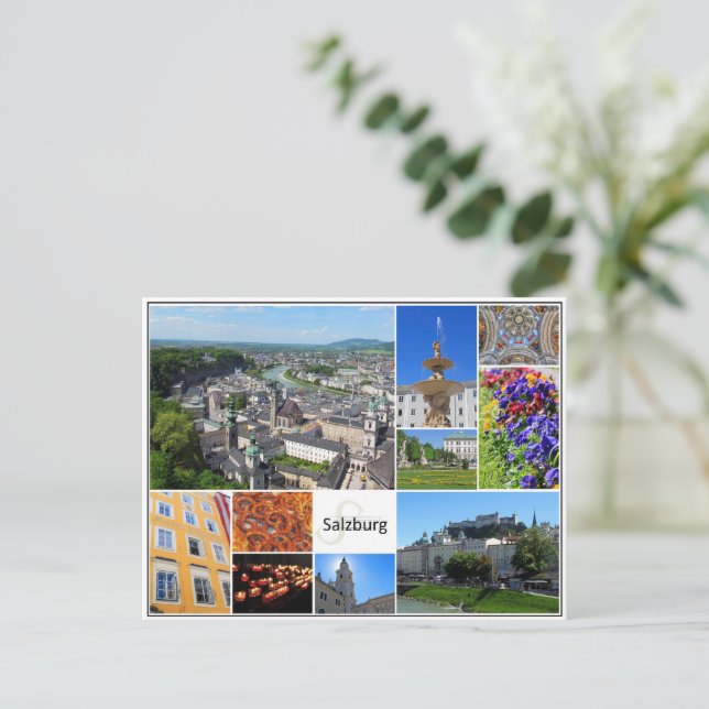 Salzburg World Traveler Sightseeing Collage Postcard (Standing Front)