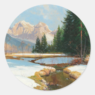 Salzburger Alps-View, Winter  Classic Round Sticker