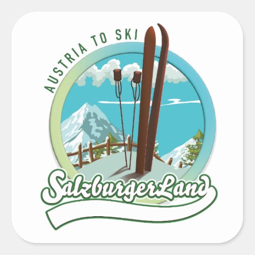 Salzburgerland Austrian Ski Square Sticker