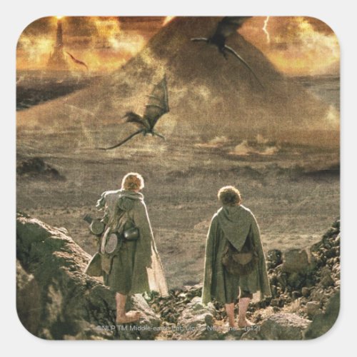 Sam and FRODO Approaching Mount Doom Square Sticker