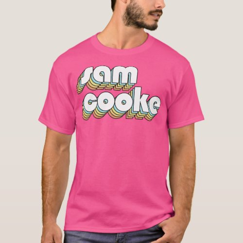 Sam Cooke Retro Rainbow Typography Faded Style 1 T_Shirt