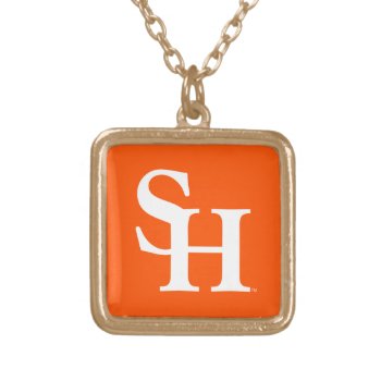 Sam Houston Institutional Mark Gold Plated Necklace by samhoustonstate at Zazzle