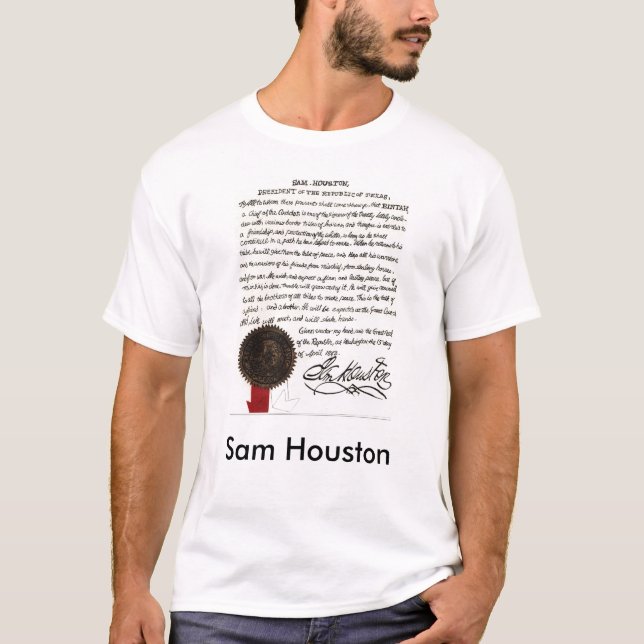 Sam Houston Letter 1843 T-Shirt (Front)