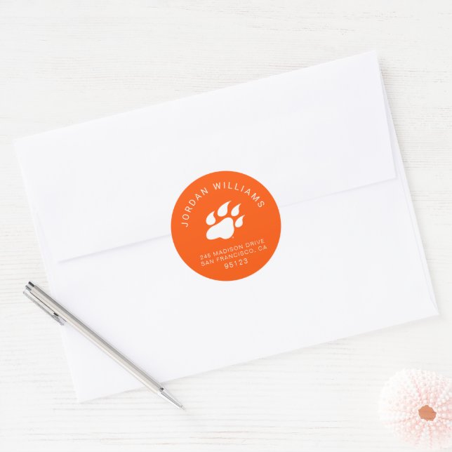 Sam Houston State University Bearkat Paw Print Classic Round Sticker (Envelope)